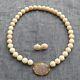 Vintage Angel Skin Coral Bead & Carved Rose Quartz Necklace & Earrings 14k Gold