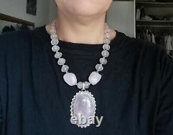 Vintage Art Deco Style Carved Rose Quartz