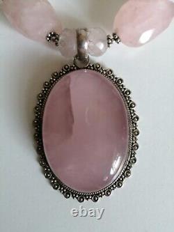 Vintage Art Deco Style Carved Rose Quartz