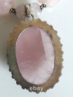 Vintage Art Deco Style Carved Rose Quartz