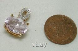 Vintage Beautiful 9 Carat Gold Rose Quartz And Diamond Pendant 21079