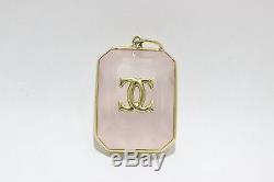 Vintage Cartier Double C Rose Quartz 18K Gold Pendant Necklace