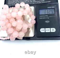 Vintage Chinese Hand Carve Pink Rose Quartz Flower Pendant Beaded Necklace 28