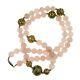 Vintage Chinese Pink Rose Quartz and Cloisonne Bead Necklace 36 inches Long