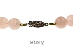 Vintage Chinese Pink Rose Quartz and Cloisonne Bead Necklace 36 inches Long