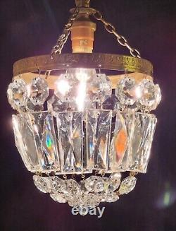 Vintage Crystal Glass Chandelier Pendant Ceiling Light Colour Catching Prisms