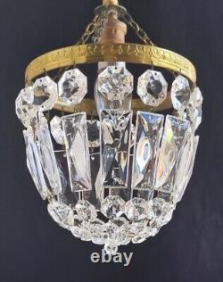 Vintage Crystal Glass Chandelier Pendant Ceiling Light Colour Catching Prisms