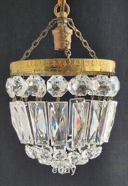 Vintage Crystal Glass Chandelier Pendant Ceiling Light Colour Catching Prisms