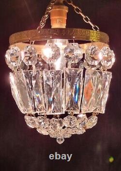 Vintage Crystal Glass Chandelier Pendant Ceiling Light Colour Catching Prisms