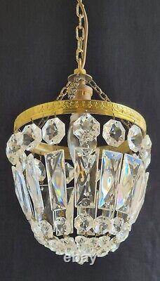 Vintage Crystal Glass Chandelier Pendant Ceiling Light Colour Catching Prisms