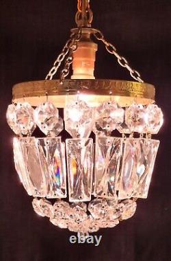 Vintage Crystal Glass Chandelier Pendant Ceiling Light Colour Catching Prisms