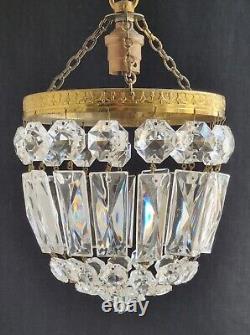 Vintage Crystal Glass Chandelier Pendant Ceiling Light Colour Catching Prisms