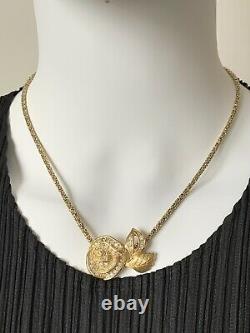 Vintage Dior gold plated crystal rose necklace