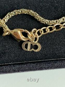 Vintage Dior gold plated crystal rose necklace