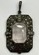 Vintage German Art Deco Sterling Silver Rose Quartz Marcasite Pendant Germany