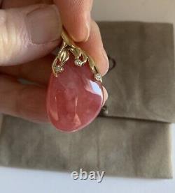 Vintage H STERN 18K Gold Strawberry-Shaped Red Rhodochrosite Pendant