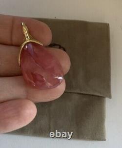 Vintage H STERN 18K Gold Strawberry-Shaped Red Rhodochrosite Pendant