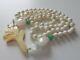 Vintage Hand Carved Chinese Export White Agate. Jade, Rose Quartz Bead Necklace