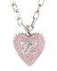 Vintage Karl Lagerfeld Large Pink Crystal Logo Heart Pendant Necklace