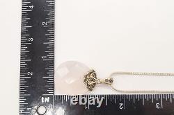 Vintage Large Rose Quartz Marcasite Sterling Silver Necklace