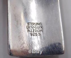 Vintage NE FROM Denmark Modernist Sterling Rose Quartz Pendant
