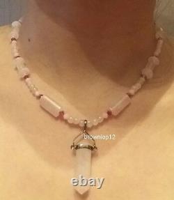 Vintage Rare Rose Quartz Matching Set of Necklace/ Bracelet & Earrings