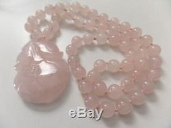 Vintage Rose Quartz Beads Pendant Necklaces