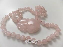 Vintage Rose Quartz Beads Pendant Necklaces