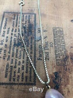 Vintage Rose Quartz Necklace Pendant Pink Danecraft Sterling Silver Chain 20