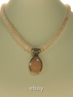 Vintage Silver. 925 Necklace with Pink Rose Quartz Stones