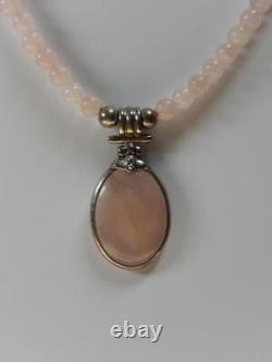 Vintage Silver. 925 Necklace with Pink Rose Quartz Stones