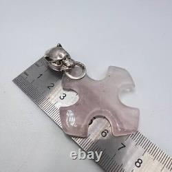 Vintage Sterling Silver 925 Rose Quartz Cross Pendant with Dragon Detail Unisex