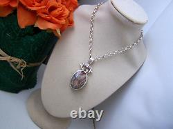 Vintage Sterling Silver Banded Agate Pendant 23 Chain Necklace Ignot Hallmark