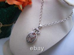 Vintage Sterling Silver Banded Agate Pendant 23 Chain Necklace Ignot Hallmark