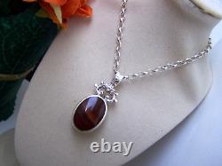 Vintage Sterling Silver Banded Agate Pendant 23 Chain Necklace Ignot Hallmark