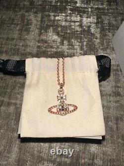 Vivienne Westwood Necklace Small Rose Gold Orb Pendant Pink Crystal Gift Set