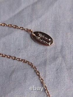 Vivienne Westwood Rose Gold Pink Crystal Arrow Orb Pendant Chain Necklace