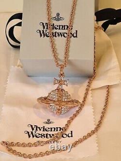 Vivienne Westwood large Rose Gold Mayfair 3D crystal Orb Pendant necklace New
