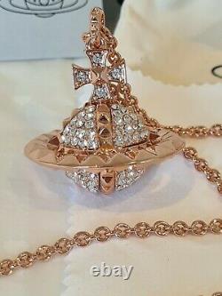 Vivienne Westwood large rose gold tone Mayfair 3D Crystal Orb pendant necklace