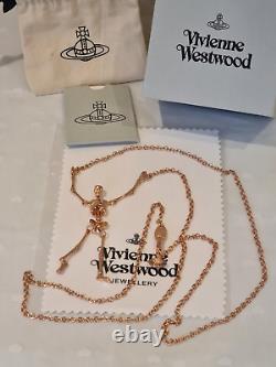 Vivienne Westwood rose gold tone skeleton Necklace New with Box and Gift Bag