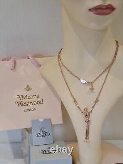 Vivienne Westwood rose gold tone skeleton Necklace New with Box and Gift Bag