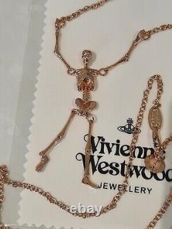 Vivienne Westwood rose gold tone skeleton Necklace New with Box and Gift Bag