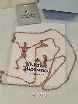 Vivienne Westwood rose gold tone skeleton Necklace New with Box and Gift Bag