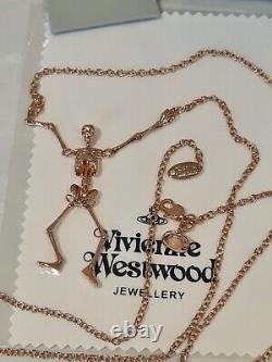 Vivienne Westwood rose gold tone skeleton Necklace New with Box and Gift Bag