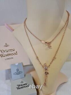 Vivienne Westwood rose gold tone skeleton Necklace New with Box and Gift Bag