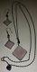 Vntg LUCY ISAACS, NYC SS. 925 Rose Quartz Pyramid Necklace & Earrings Set Signed