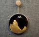 Vtg 925 Black Gold Tibet Himalaya Mountain Crane Rose Quartz Pendant