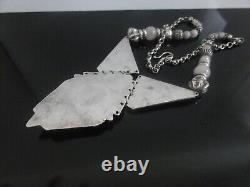 Vtg 950 Sterling Silver Rose Quartz Ornate Massive Ethnic Necklace