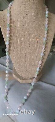 Vtg Natural Stones Necklace Rose Quartz Amathyst Blue Lace Agate Amazonite