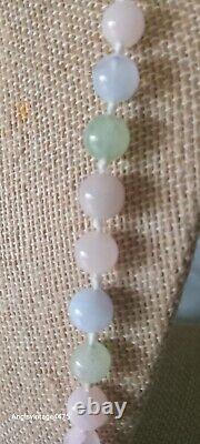 Vtg Natural Stones Necklace Rose Quartz Amathyst Blue Lace Agate Amazonite